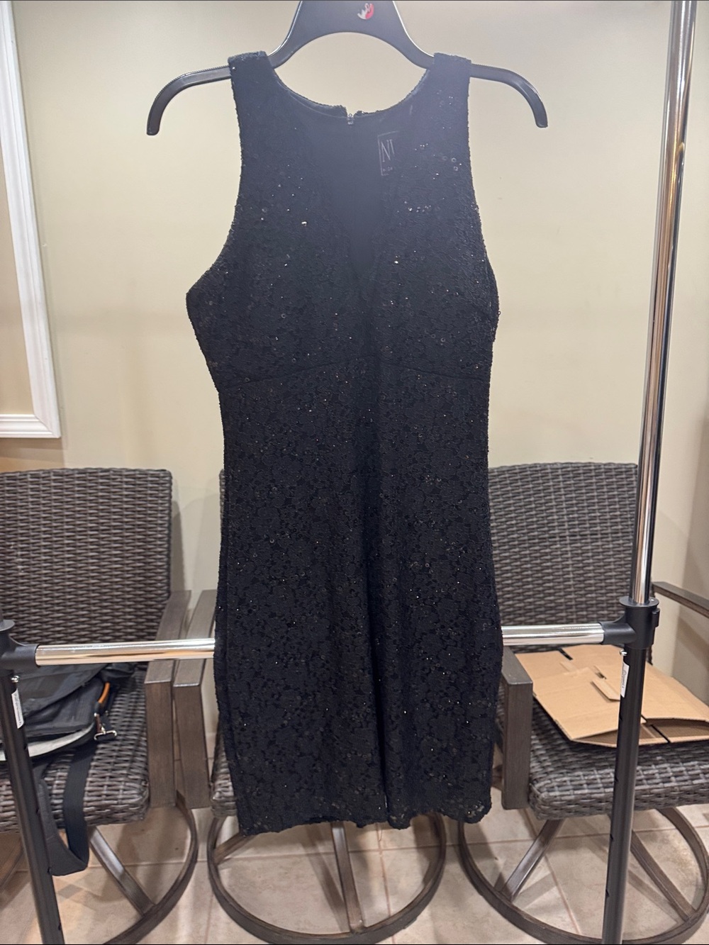 Evening Lace Sheath Dress in Black